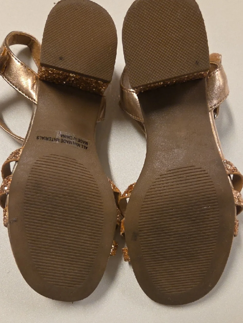 DV by Dolce Vita Rose Gold Glitter Block Heel Sandals